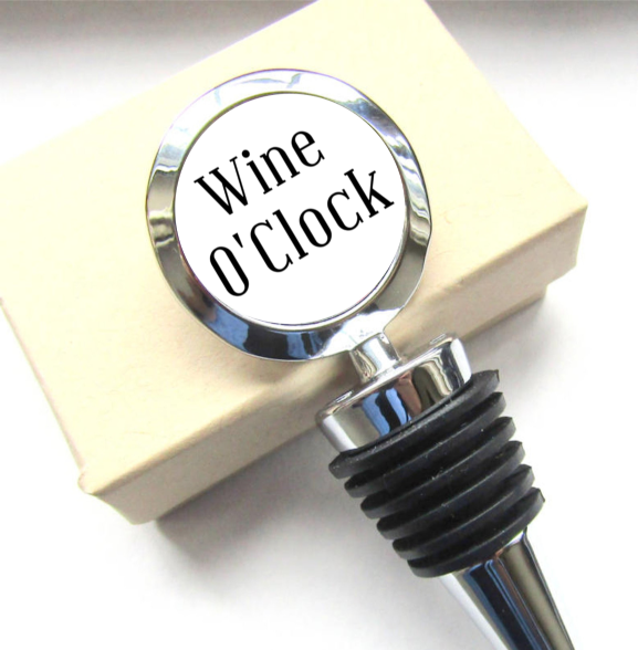 Wine O'Clock Bottle Stopper, Custom Bottle Stopper